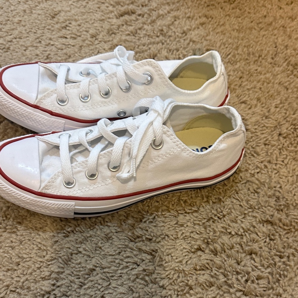Converse White and Red Low-Top Sneakers - Picture 6 of 12